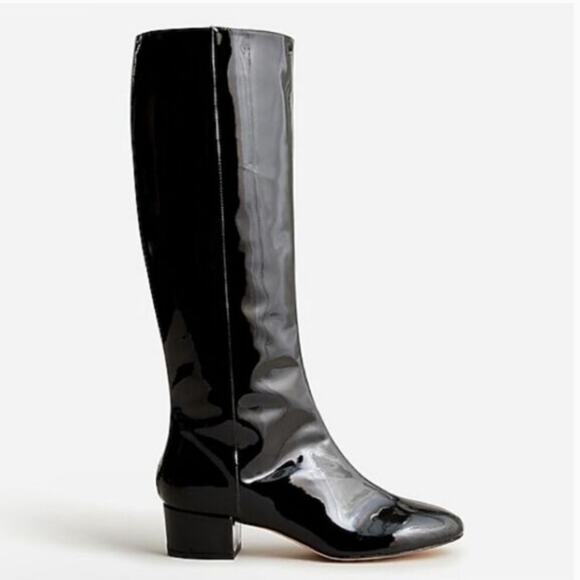 NEW J. Crew Italian Leather Knee High Black Patent Leather Tall Boot 7.5 - Picture 4 of 12
